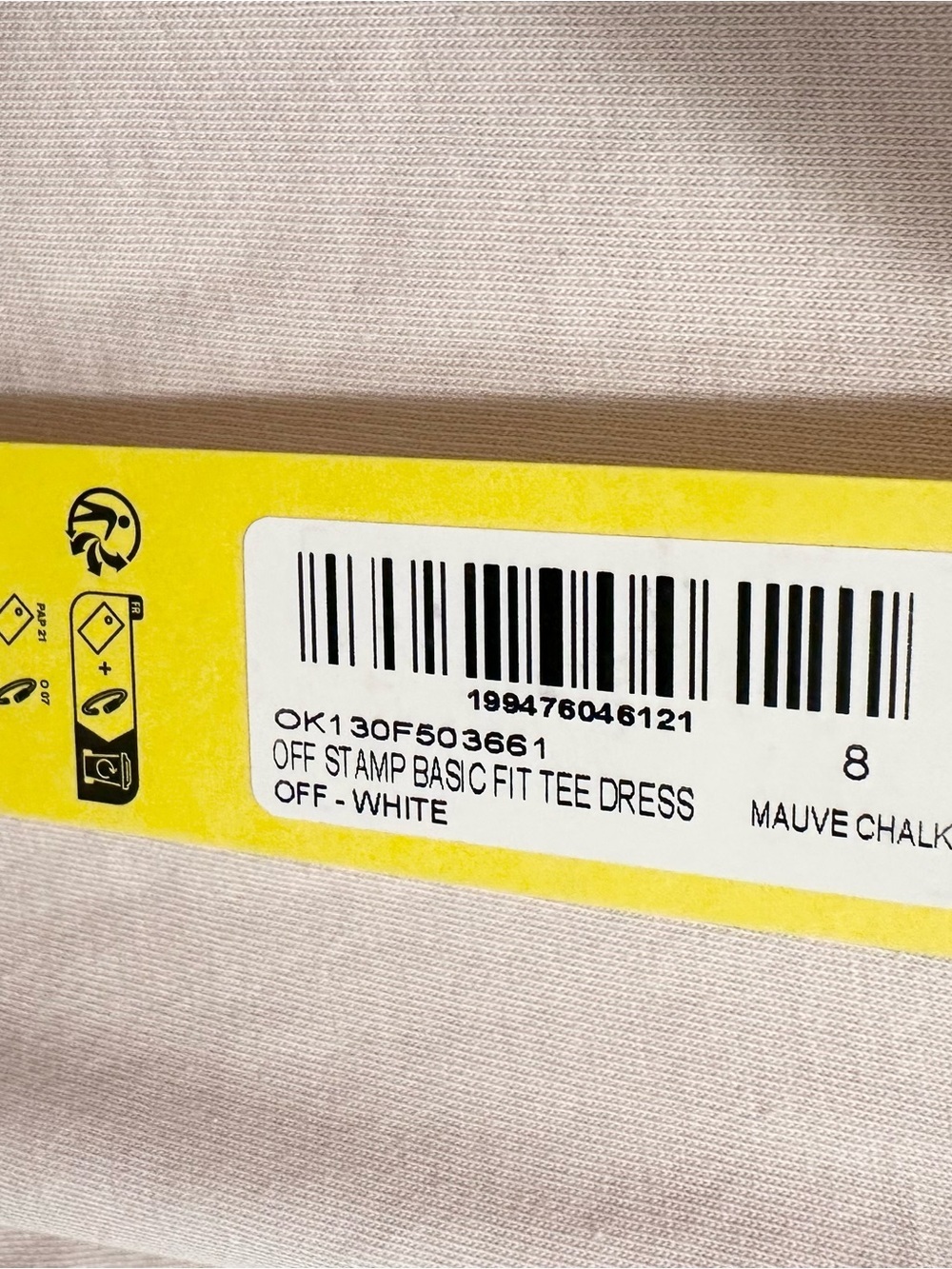 Off White Kids Virgil Abloh 2013 OFF Stamp Basic Tee Dress Girls 8 beige pink - Picture 5 of 11